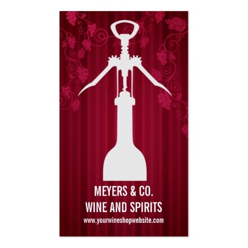 Corkscrew Wine Shop Business Card Templates (front side)