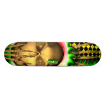 corli green flames skull skateboard