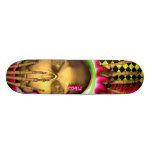 corli pink flames skull skateboard
