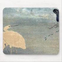 Cormorant and white heron by Kitagawa, Utamaro mousepads