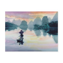 "Cormorant Fisherman" China Watercolor postcards