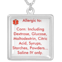 Corn Allergy   Alert Necklace necklaces