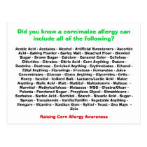 Corn Allergy List - Postcard postcards