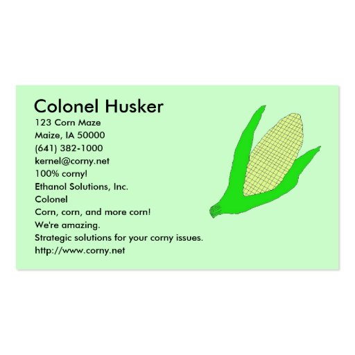 Corn Business cards (front side)