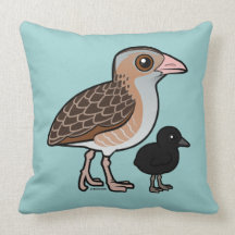 Corn Crake with baby Throw Pillow