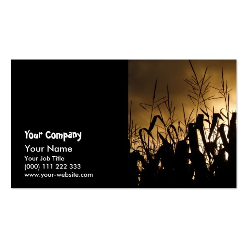 Corn field silhouettes business card templates