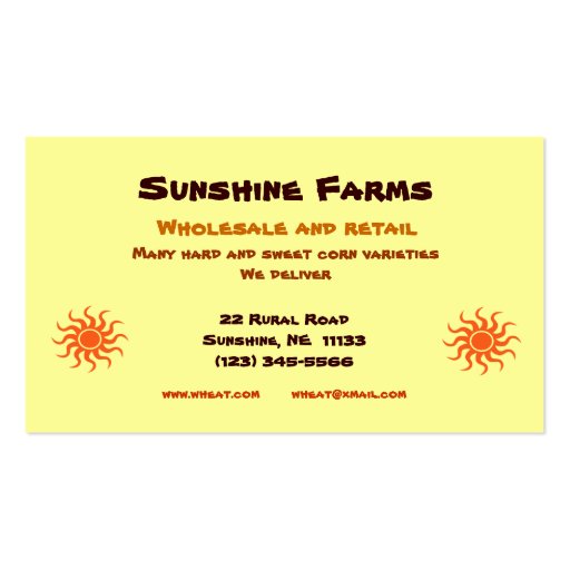 Corn for Sale Business Card Template (back side)