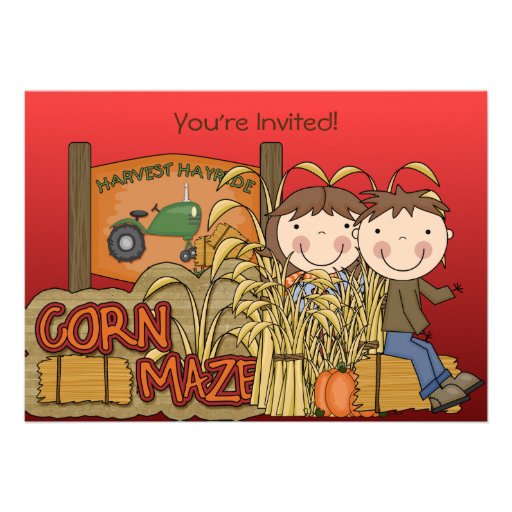 Corn Maze Autumn Party Invitations