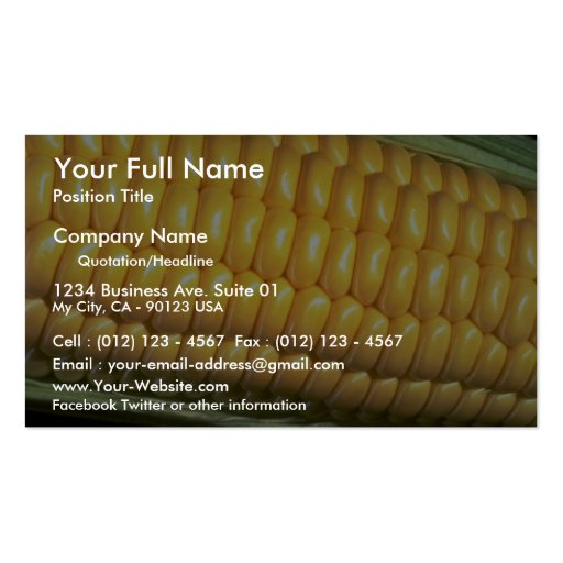 Corn on the cob business cards