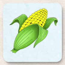 Corn On The Cob with Blue Bkgd Coaster Set
