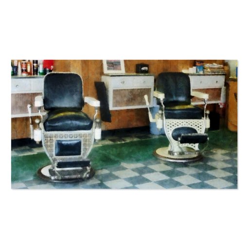 Corner Barber Shop Two Chairs Business Card Templates (back side)