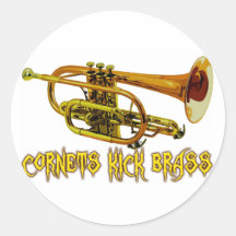 Cornets Kick Brass Round Stickers