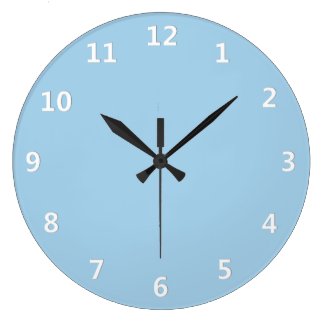 Cornflower Blue with White Numbers Wall Clock