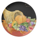 Cornucopia Autumn Harvest Leaves Pomegranate grape Party Plates Cornucopia Autumn Harvest Leaves Pomegranate grape Party Plates