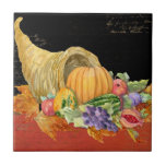 Cornucopia Autumn Harvest Leaves Pomegranate grape Tile Cornucopia Autumn Harvest Leaves Pomegranate grape Tile