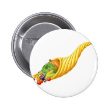 Cornucopia horn full of fresh produce food button
