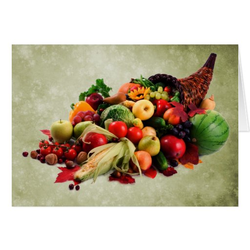 Cornucopia Horn of Plenty Happy Thanksgiving Cards | Zazzle