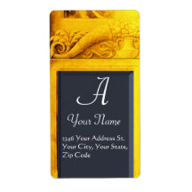 CORNUCOPIA  MONOGRAM , bright gold yellow blue Shipping Label