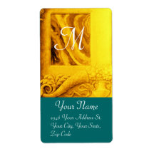 CORNUCOPIA  MONOGRAM , bright gold yellow green Shipping Labels