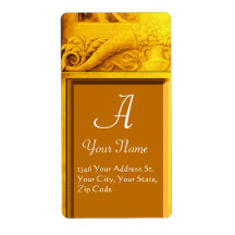 CORNUCOPIA  MONOGRAM , bright gold yellow Personalized Shipping Labels