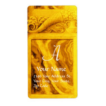 CORNUCOPIA  MONOGRAM , bright gold yellow Custom Shipping Labels