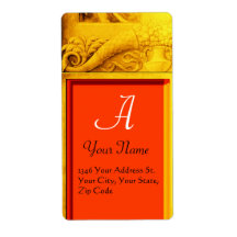 CORNUCOPIA  MONOGRAM , bright gold yellow orange Shipping Labels