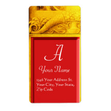 CORNUCOPIA  MONOGRAM , bright gold yellow red Personalized Shipping Labels