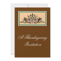 Cornucopia Vintage Thanksgiving Custom Invitations