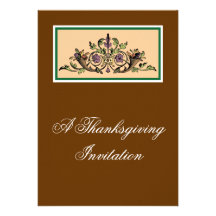 Cornucopia Vintage Thanksgiving Custom Invitations