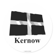 Cornwall Waving Flag with Name in Cornish stickers by Vexillophile Cornwall Waving Flag with Name in Cornish stickers