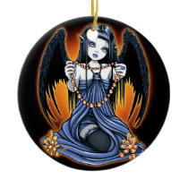 corona, gothic, crystals, angel, faerie, art, fantasy, fairy, sun, sunrise, wings, big, eyed, myka, jelina, mika, angels, Ornament with custom graphic design