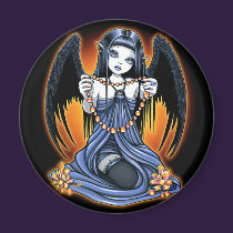 "Corona" Gothic Raven Crystal Angel Art Magnet