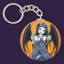 "Corona" Gothic Raven Winged Angel Art Keychain keychains