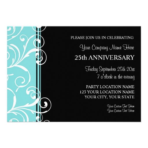 Corporate Anniversary Party Invitations Teal