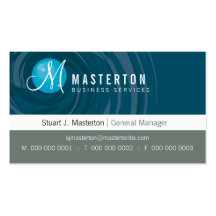 CORPORATE BUSINESS CARD cyclone monogram blue grey