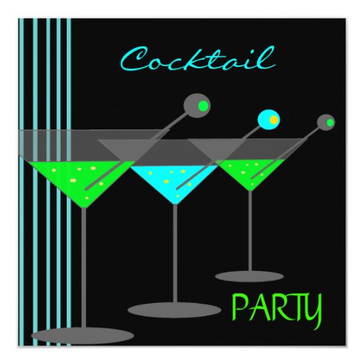 corporate cocktail party drinks martini blue green corporate cocktail party invitation