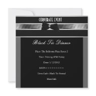 CORPORATE Formal Black Tie Silver Black invitation