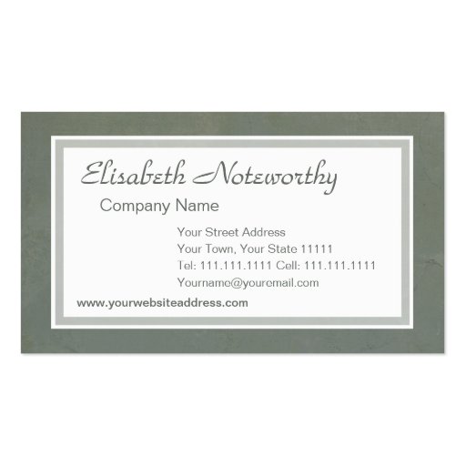Corporate Gray Green Italian Grunge Vintage Effect Business Card Template (front side)