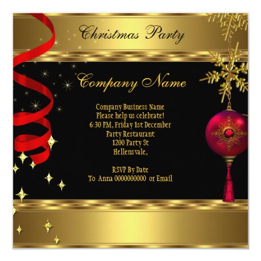 Corporate Holiday Christmas Party Champagne Heels Personalized Invitations