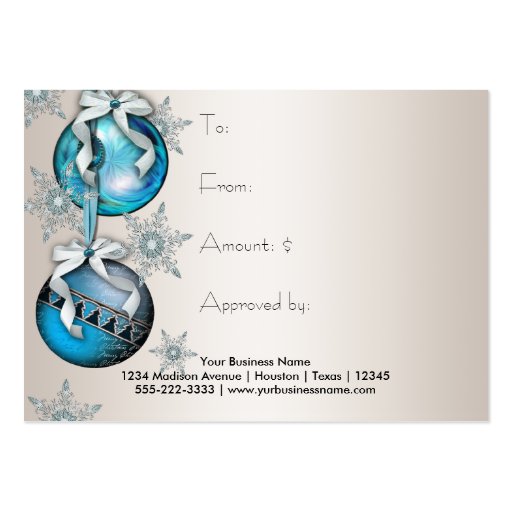 Corporate Holiday Gift Certificates Business Card Templates (back side)