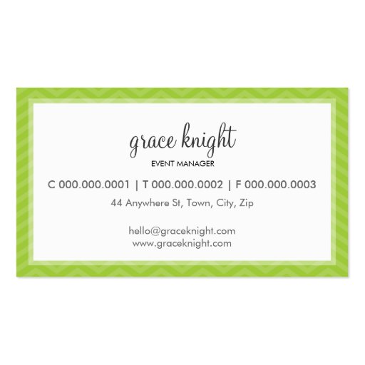 CORPORATE modern simple chevron bright lime green Business Cards (back side)