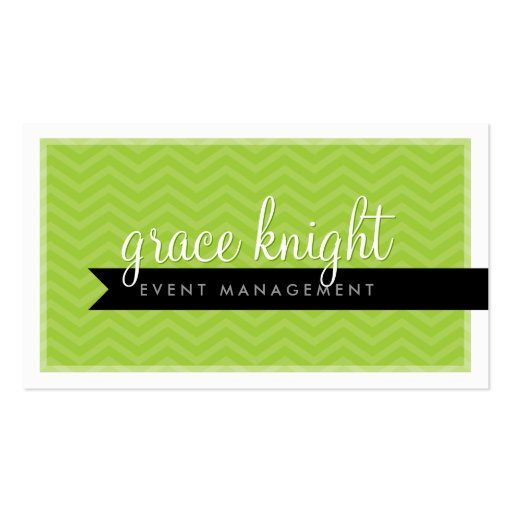 CORPORATE modern simple chevron bright lime green Business Cards (front side)
