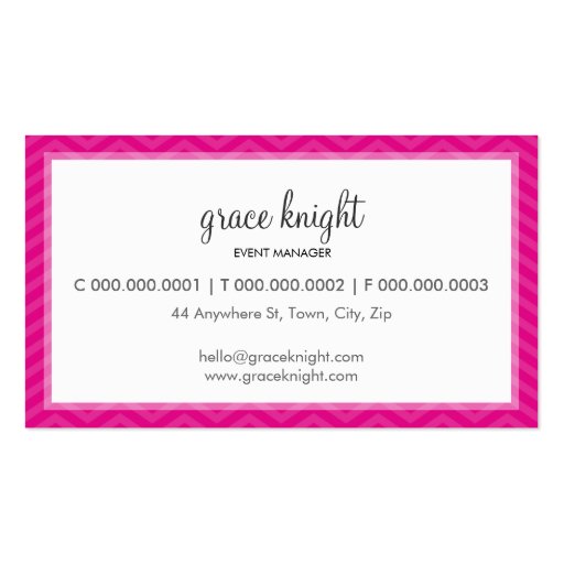 CORPORATE modern simple chevron hot magenta pink Business Cards (back side)