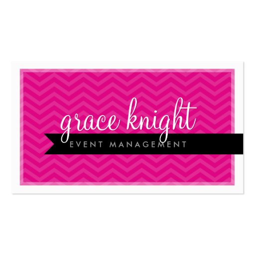 CORPORATE modern simple chevron hot magenta pink Business Cards (front side)
