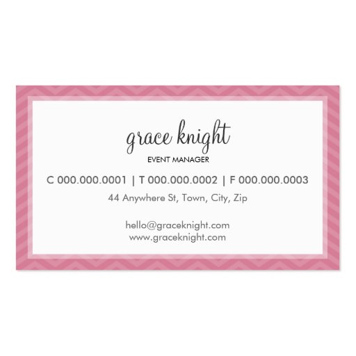 CORPORATE modern simple chevron rose pink Business Cards (back side)
