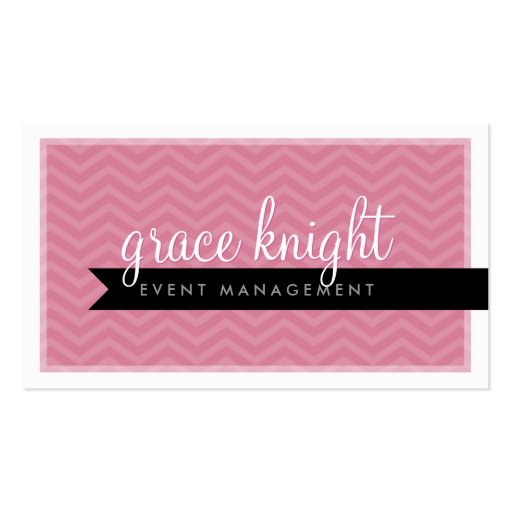 CORPORATE modern simple chevron rose pink Business Cards (front side)