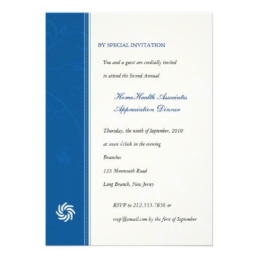 Corporate Vines Blue Personalized Invites (front side)