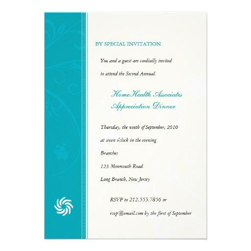 Corporate Vines Turquoise Custom Invites