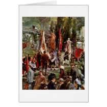 Corpus Christi Procession By Menzel Adolph Von Greeting Cards