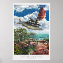 corsairs, surreal art, buildings, fish, flying, fish boat, boat, dreamland, houses, towers, corsair, sirroco, sea, houk, art, artwork, illustration, digital art, digital realism, surreal, surrealism, fantasy, fairytales, gifts, gift, eerie, fun, funny, adorable, mood, mysterious, excellent, cool, unique, awesome, amazing, Poster with custom graphic design